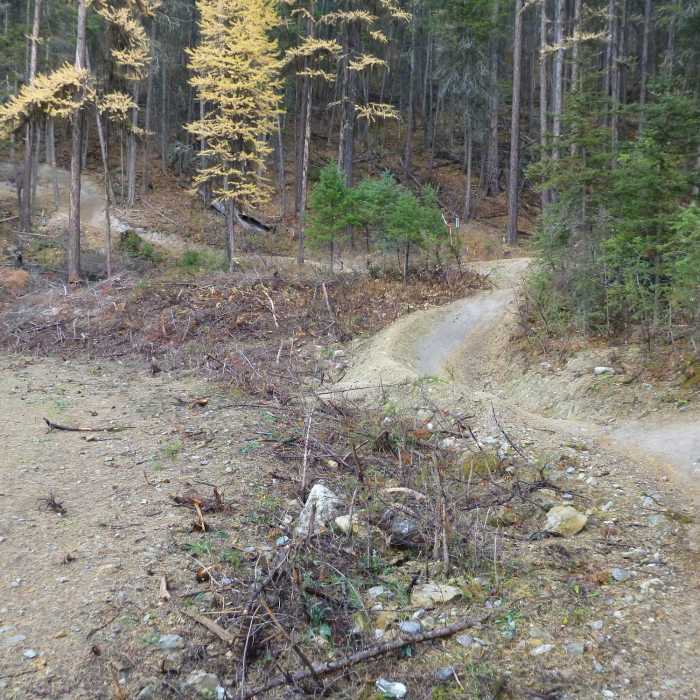 The bottom with a few flowy bermed turns for the mountain bikers Near Whitefish Trail: West Spencer Loop