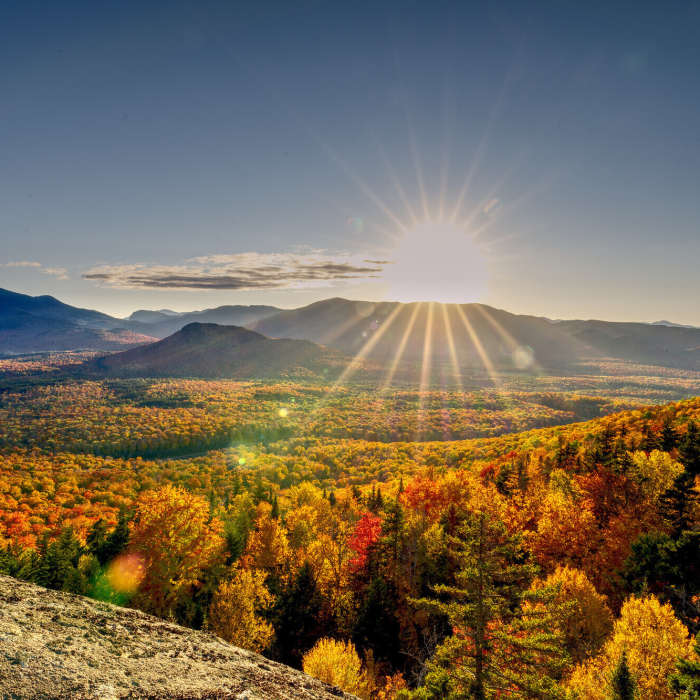 Looking south into the High Peaks region from Mt Van Hoevenberg. Taken 10/06/21. Near Mount Van Hoevenberg East Trail