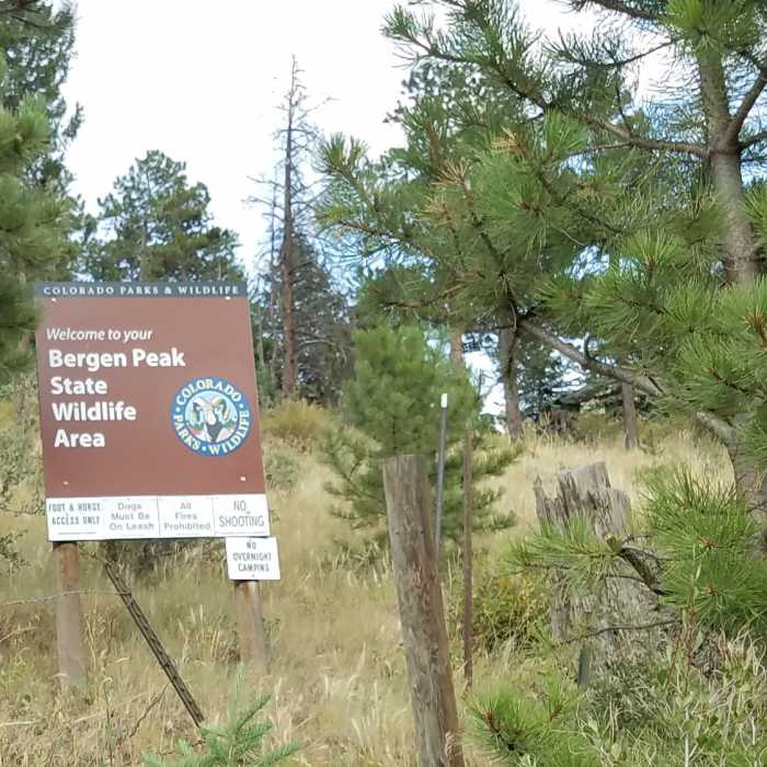 Trailhead on Stagecoach Boulevard. Near Bergen Peak State Wildlife Area