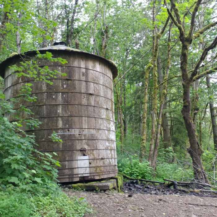 An old water tank lives right near the parking area. Near Nesmith Point Trail (#428)