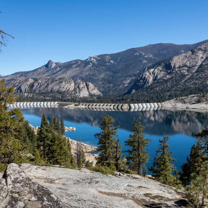 The dam at the northern end of Florence Lake. Near Florence Lake Trail