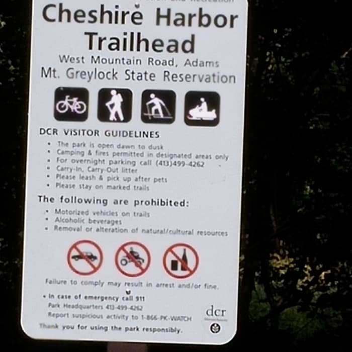 Mt Greylock starting point for the Cheshire Harbor Trail. Near Reservoir Road Trail