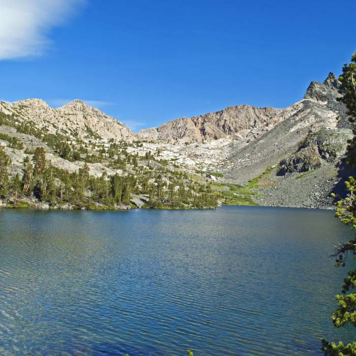 Lake 10554 below Emerald Peak (to the right, but not in the picture). You can see the route going up to Lake 10918 from the far side of the lake Near Emerald Peak Lakes Route