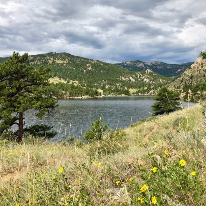 The west end of Ralph Price Reservoir from the North Shore Trail. Near North Shore Trail