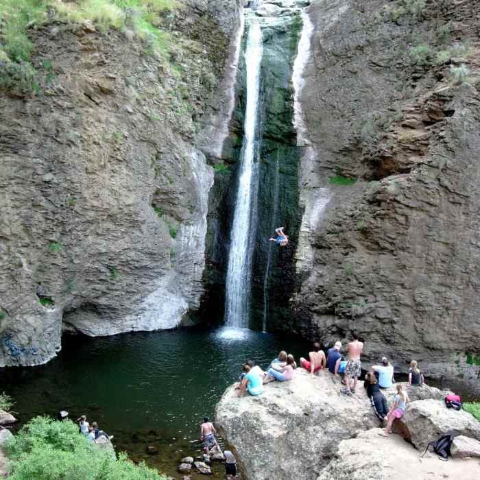 Jump Creek Falls in the summer. Near Jump Creek Falls