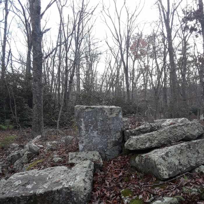I call these witch's alters. They are carved rock that was once part of a structure, but eerily they stand like tables. Near Table Rock - Canonchet Preserve