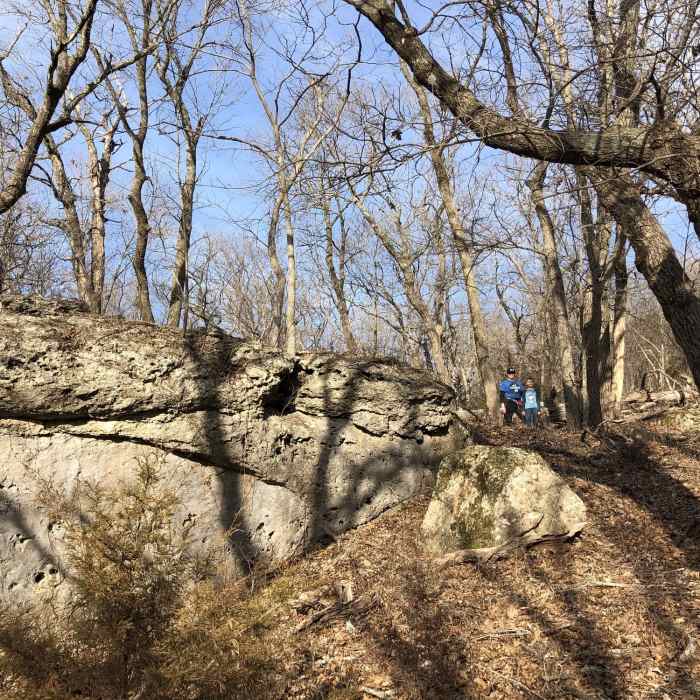 The trail wraps around lots of neat rock formations! Near Main Line