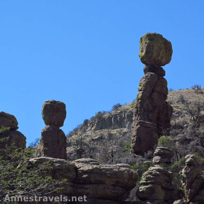 Spires and balancing rocks stand along the Echo Canyon Trail. Near Echo Canyon Trail