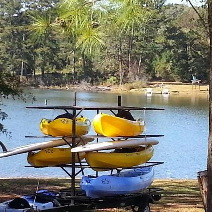 SUPs and Kayaks at Alexander Lake. Near Arabia Mountain Trail to Panola Mountain/Lake Alexander