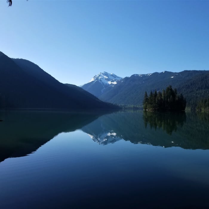 Late morning view of Johnson Peak and Packwood Lake. Near Packwood Lake Trail