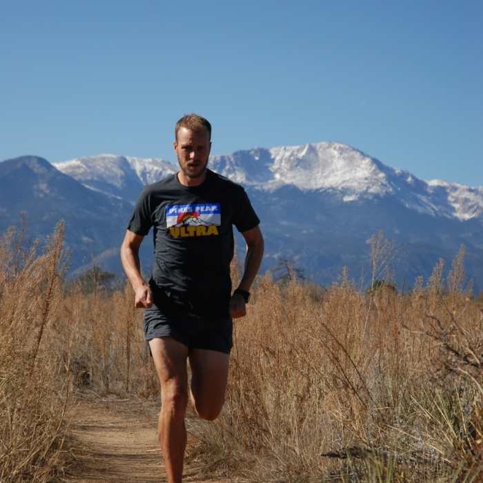View of Pikes Peak from the Yucca Flats trailhead. Near Mesa Trail