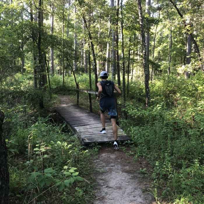 I wasn't expecting it, but the North Wilderness Loop is full of amazing sections of singletrack. Some areas are overgrown and require slowing down or charging through, but overall it's a great experience. Near Sam Houston North Wilderness Loop