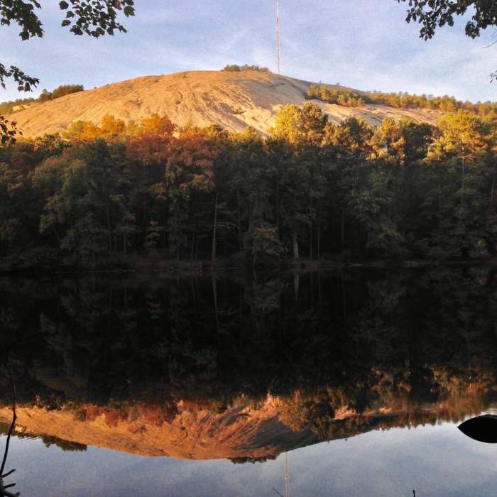 The view of Stone Mountain from across Venable Lake doesn't get much better than this. Near Stone Mountain State Park Loop