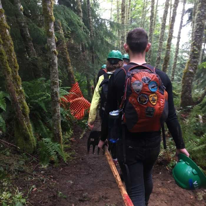 Hiking back down after a long day of work. Near Rufus Creek Trail (Under Construction)
