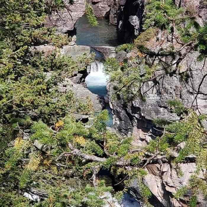 Looking at the North Fork Falls from the top. Near North Fork Blackfoot Falls There and Back