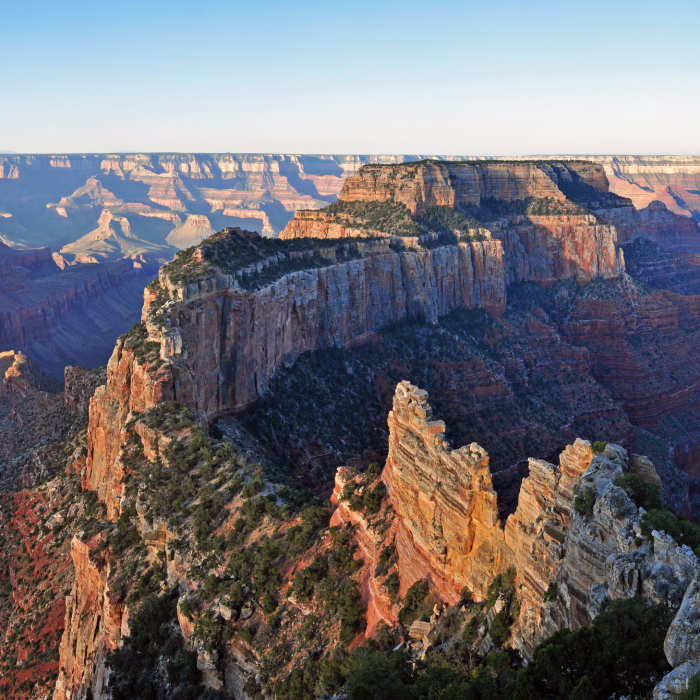 Grand Canyon National Park: North Rim - Muted sunrise from Cape Royal Near Cape Royal Trail
