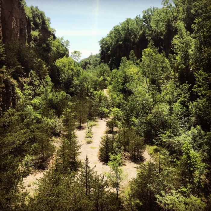 Looking down to level one from level two of Horseshoe Bluff Near Horsehoe Bluff Trail