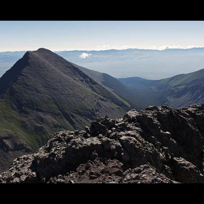 Humboldt Peak as seen from the summit of Crestone Needle. Near Crestone Needle South Face