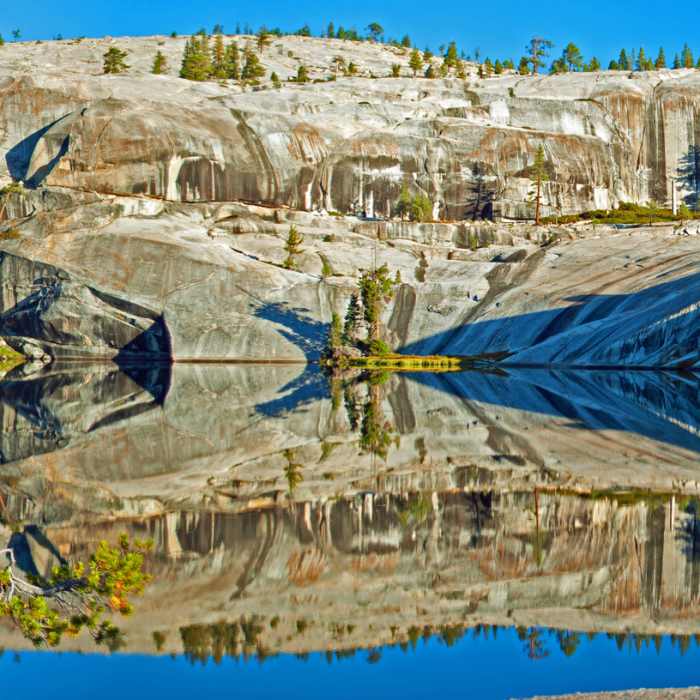 Kaleidoscope: morning reflections in Flora Lake Near Flora Lake - Boundary Lake Route