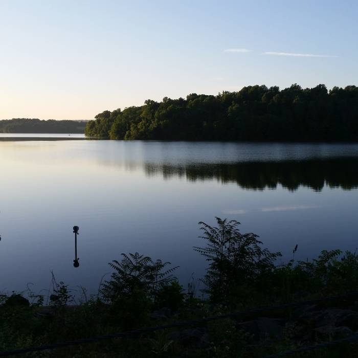 View from the intersection of Dam Trail and White Trail. Near Marsh Creek Dam Hike