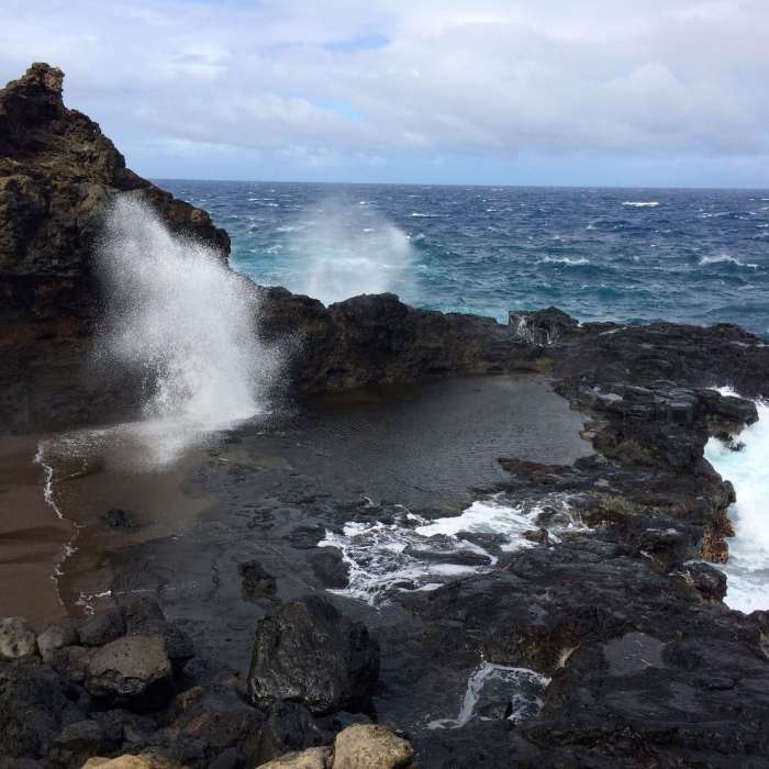 A small, unnamed blowhole. You'll come to this one first, but Nakalele is farther to the right! Near Nakalele Blowhole