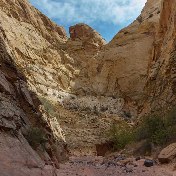 Getting a GPS lock is difficult in the deep narrower sections of Lower Spring Canyon. Near Lower Spring Canyon