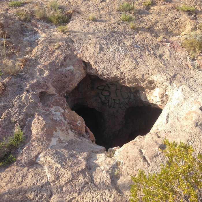 The entrance to Anthony Gap Cave is vertical. Don't fall in. Near Anthony Gap Cave Trail