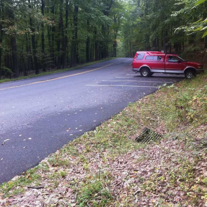 Wolf Rock / Chimney Rock pull-off parking area. Near Blue Ridge Summit Trail