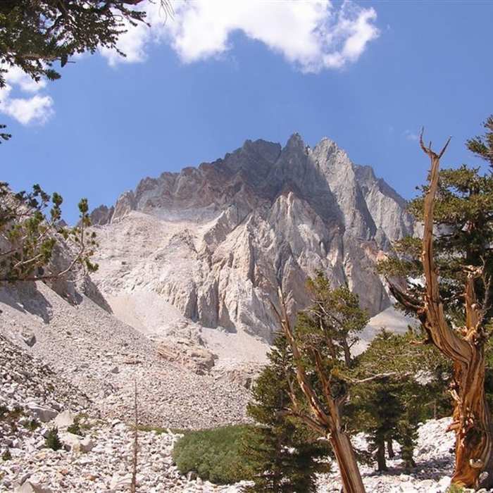Split Mountain from the approach trail, a stunning face of the peak even in this low res old pic. Near Split Mountain (Red Lake / North Slope)