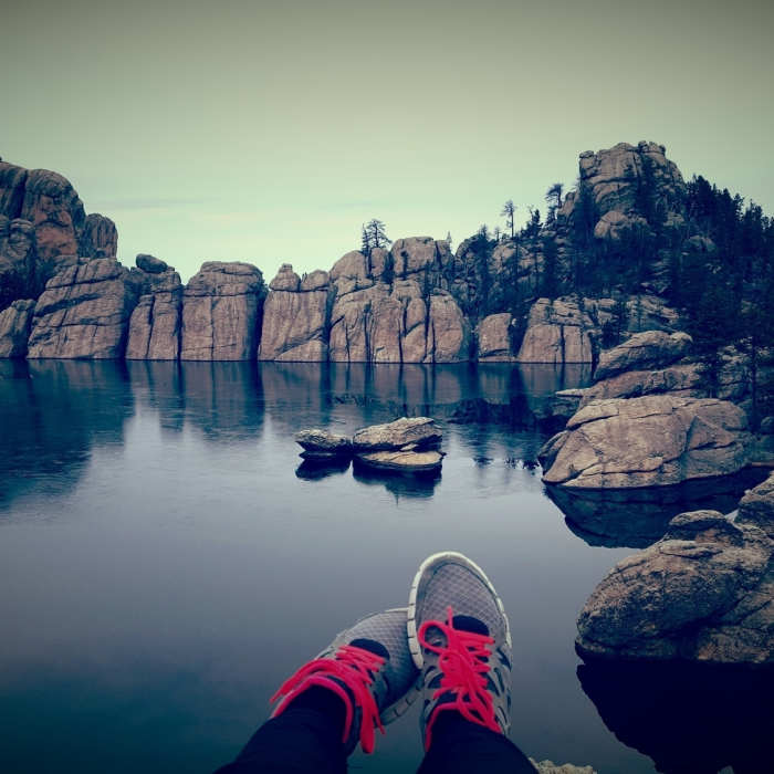 Sylvan Lake is utter glass in mid-March. Near Sylvan Lake Shore Trail