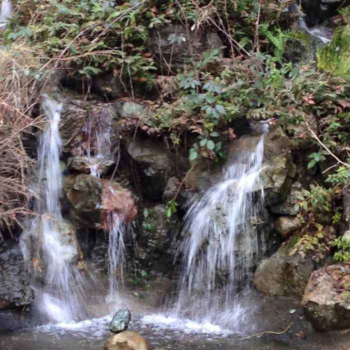 Water cascades through the rocks near the Wapato Lake Accessible Path in Wapato Park. Near Wapato Lake Accessible Loop Path