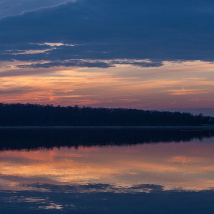 After sunset on Merrill Creek Reservoir. Near Perimeter Trail (Black)