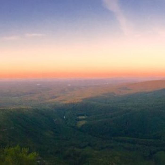 I awoke to one of the most beautiful views the first morning of our hike. I sat in the hammock and took it all in as I watched the sun rise over the horizon! Near Linville Gorge Wilderness Loop