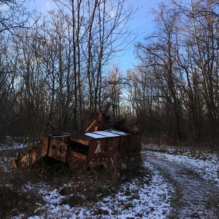 Remains of old baling equipment Near Carter Park Outer Loop
