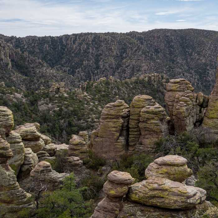 Rock formations along the top of Chiricahua. Near Echo Canyon Trail