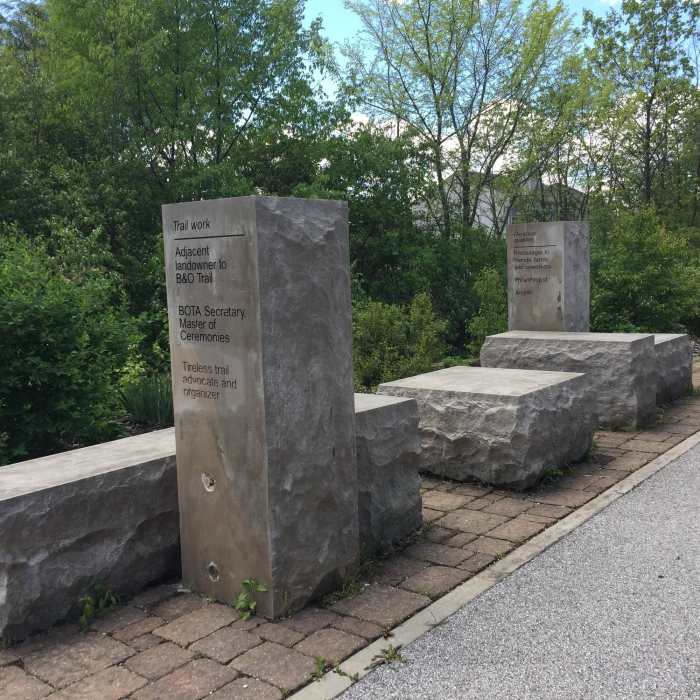A memorial is situated on the B&O Trail (East). Near B&O Trail (East)