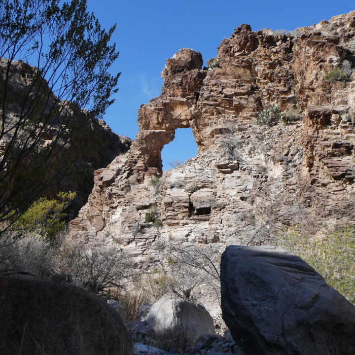 Blue window in the rocks Near Upper Burro Mesa Pour-Off Trail