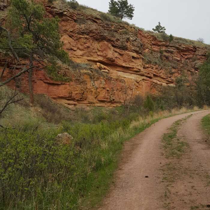 Sandstone cliffs in the canyon. Near Wind Cave Canyon Trail