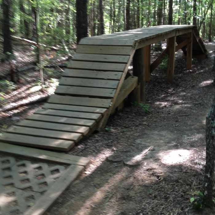 A wooden obstacle Near Main Loop Trail