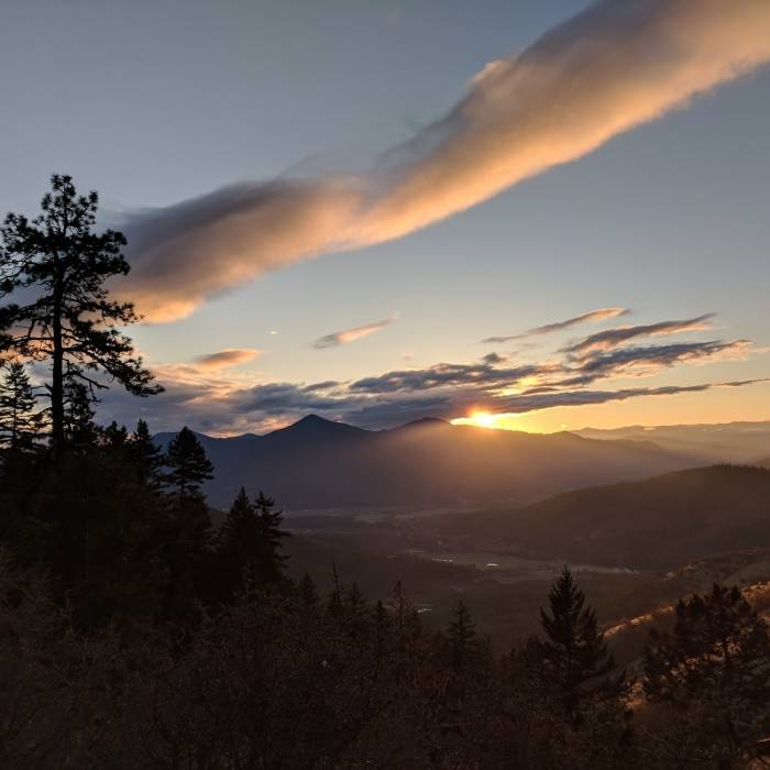 Sunset, from the Ridge Trail. Near East Applegate Ridge Trail (ART)