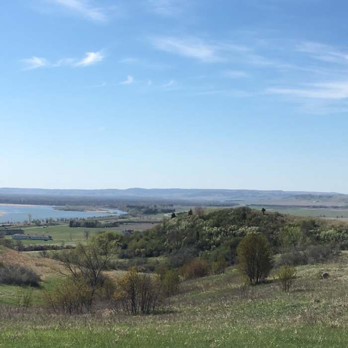 Enjoy the view of the Missouri River from Cavalry Post at Fort Abraham Lincoln State Park. Near Bob-Tailed Bull Pass
