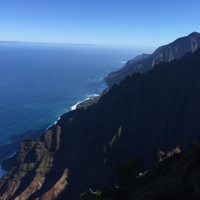 A view all the way the Na Pali coast. Near Honopu Trail