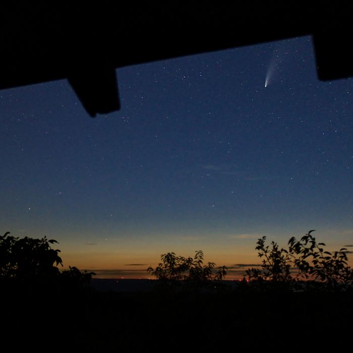 Comet Neowise from the Civilian Conservation Corps Pavilion atop Sunrise Mountain. Near Stony Lake to Sunrise Mountain