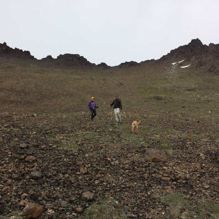 View of the descent down the south slopes of Tikishla Near Tikishla Peak Loop
