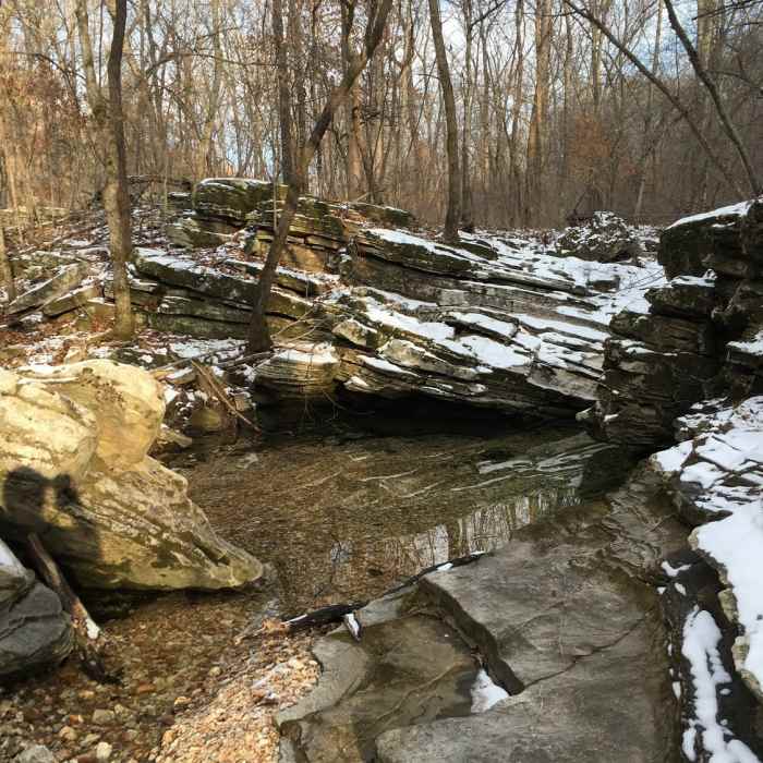 Sliding rocks along the Turkey Pen Hollow Trail. Near Turkey Pen Hollow Trail