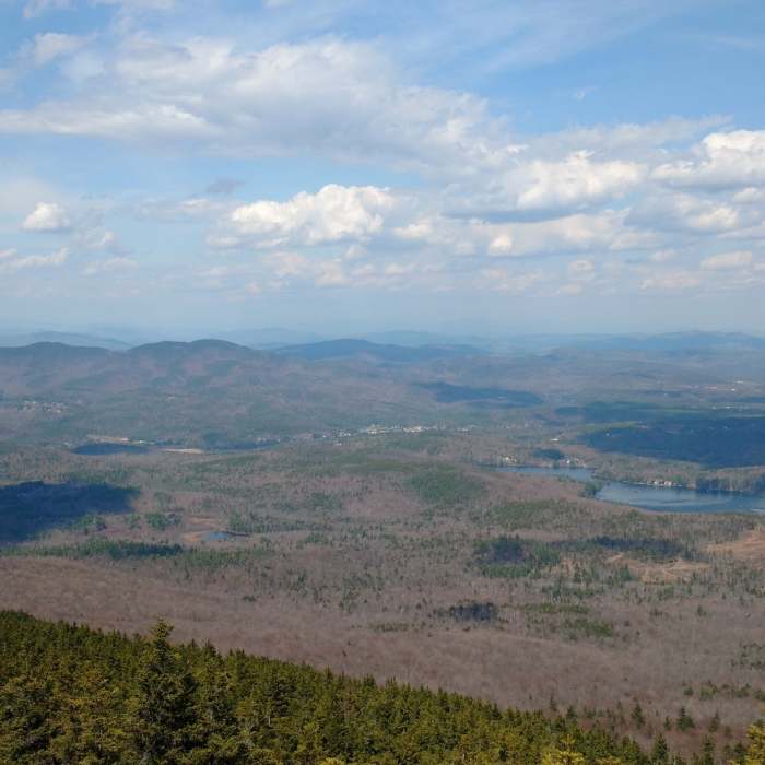 Springtime views are great from the Barlow Trail of Ragged Mountain and Bradley Lake. Proctor Academy is visible as well. Near Winslow State Park Loop