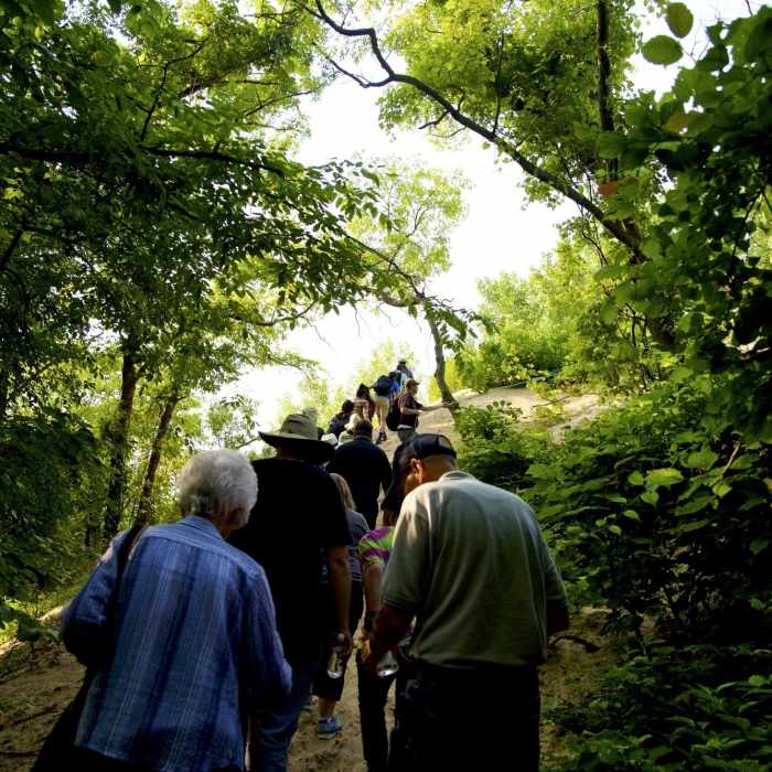 Hiking up Mt. Baldy during a ranger-led tour. Near Mt. Baldy Summit Trail