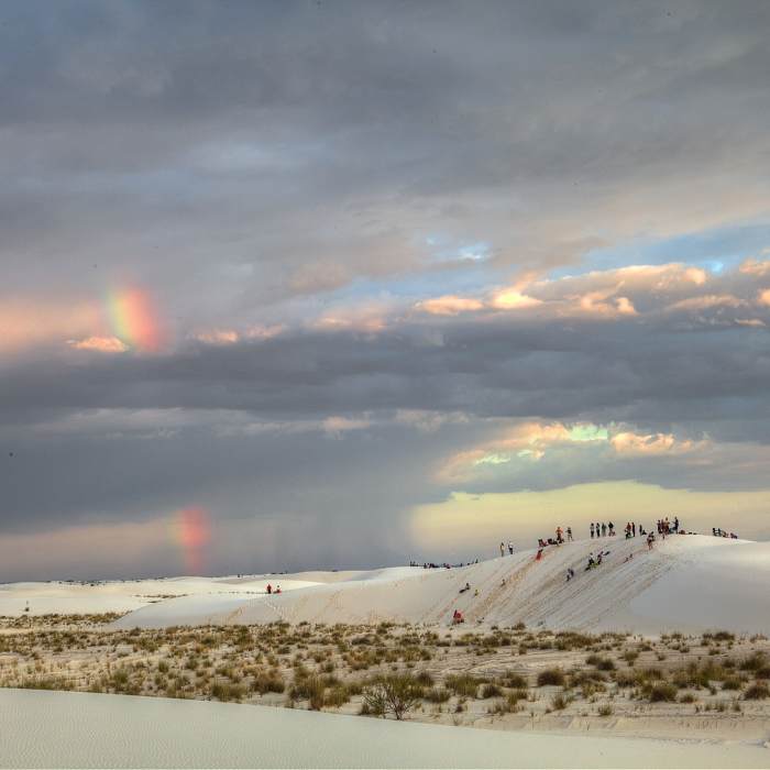 Rainbow over White Sands Near Alkali Flat Trail