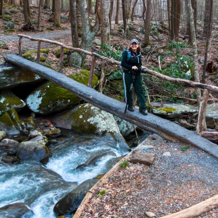 The start of Trillium Gap Trail. Near Mount Le Conte Loop