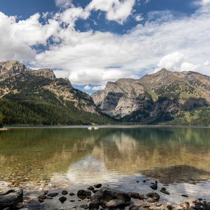 Phelps Lake and the mouth of Death Canyon. Near Phelps Lake Trail